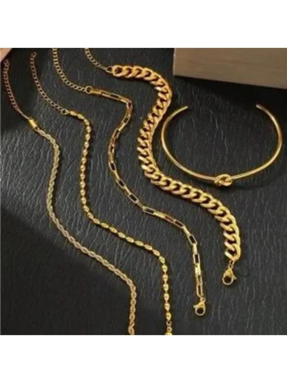 Gold Stainless Steel 5pc Bracelet Cuff Set